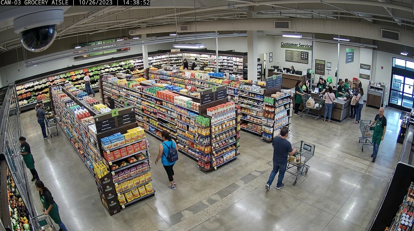 Retail supermarket surveillance feed view